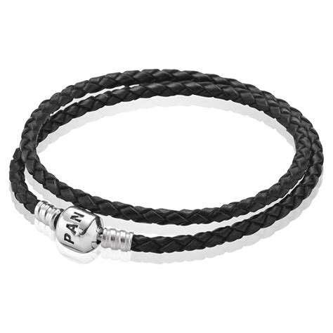 Pandora Silver And Black Double Braided Leather Bracelet 590705cbk