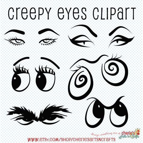Creepy Eyes Clip Art Halloween Clip Art Eyes Cliparts Etsy