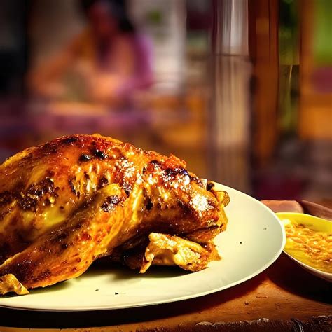 Premium Photo Roasted Smokey Chicken Presentation On Plate