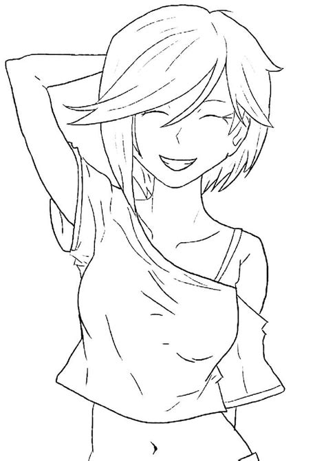 Smiling Anime Girl Coloring Page Free Printable Coloring Pages For Kids
