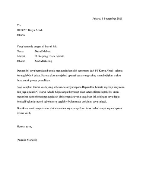 Contoh Surat Resign By Email Contoh Surat Riset