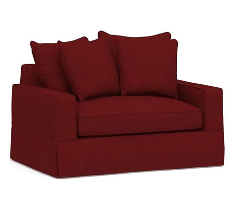 Pb Comfort Square Arm Slipcovered Twin Sleeper Sofa With Memory Foam