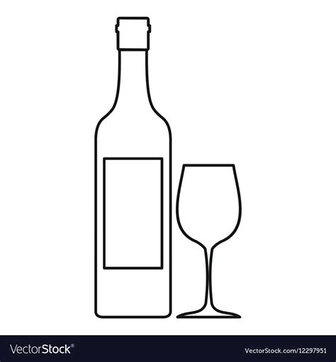 Bottle Of Wine Icon Outline Style Royalty Free Vector Image