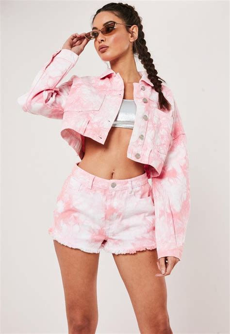 Pink Co Ord Tie Dye Fray Denim Shorts Missguided Denim Outfit Demin