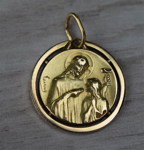 Antique The Eucharist Medal By Tairac Gold Plated Fix Communion Medal