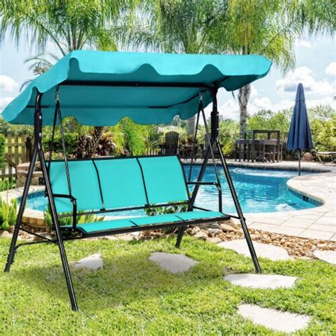 Gymax Outdoor Swing Canopy Patio Swing Chair 3 Person Canopy Hammock Blue 1 Unit Fry’s Food