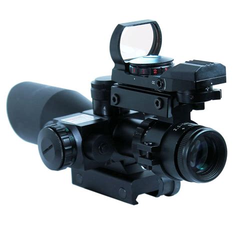 25 10x40 Tactical Rifle Scope With Red Laser And Holographic Green