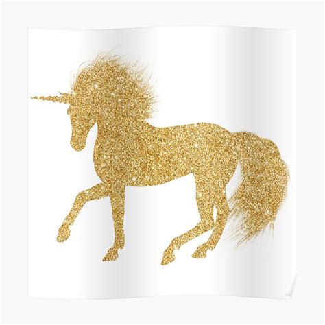 Gold Glitter Sparkle Unicorn Poster For Sale By Colorflowart Redbubble