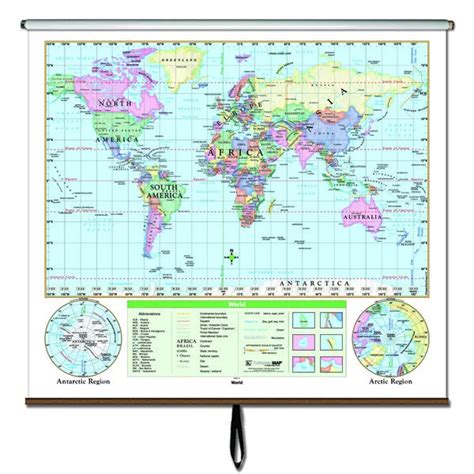 World Essential Classroom Wall Map On Roller 19400 Picclick