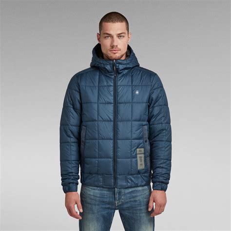Meefic Square Quilted Hooded Jacket Dark Blue G Star Raw