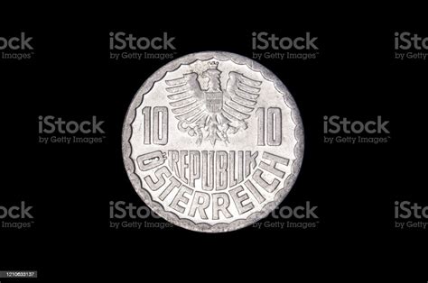 10 Groschen Coin Isolated On The Black Background Stock Photo