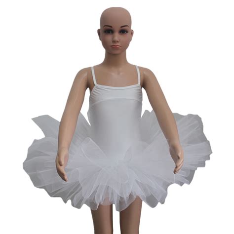 Girls White Ballet Tutus Nylonlycra Camisole Leotard Hard Tulle Skirt