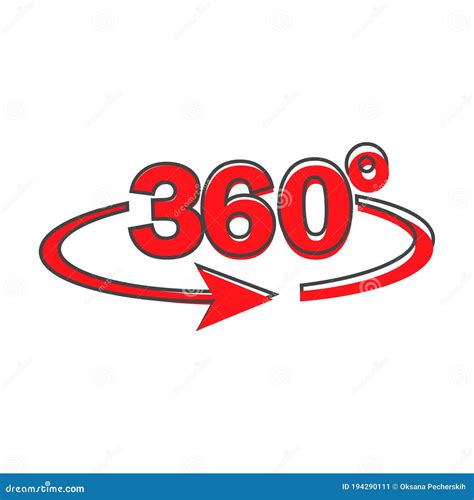 Vector Image Turn Sign 360 Degrees Cartoon Style On White Isolated