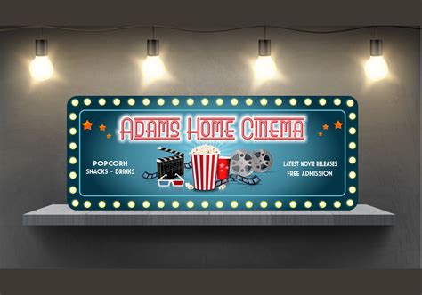 Custom Home Theater Sign Personalized Movie Theatre Sign Etsy Art