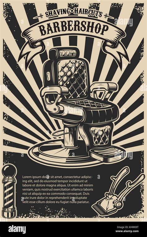 Barber Shop Poster Template Barber Chair And Tools On Grunge