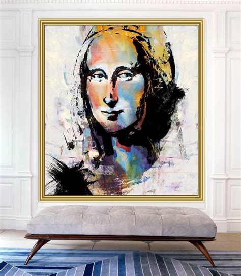 Abstract Mona Lisa Acrylic Painting On Canvas Large Hand Etsy