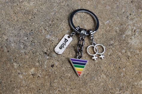 lesbian pride keychain lesbian keyring rainbow key chain etsy ireland