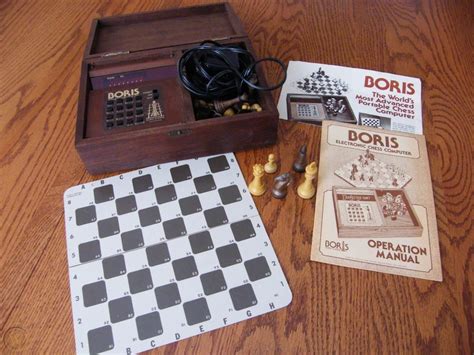 Vintage Boris Electronic Chess Computer Set Game Wooden Box Applied