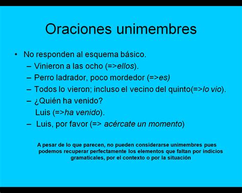 Oracionesunimembreybimembres Oraciones Unimembres Y Bimembres