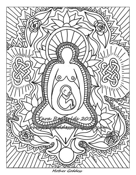 Pagan Art Earth Goddess Art Mandala Coloring Page Divine Etsy