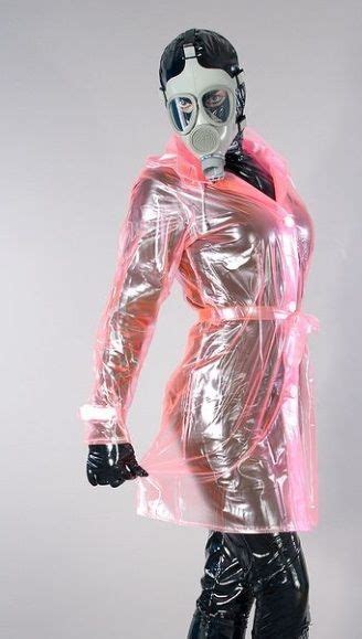 Gas Mask Girl Pink Plastic Rain Wear Raincoat Transparent Pvc How