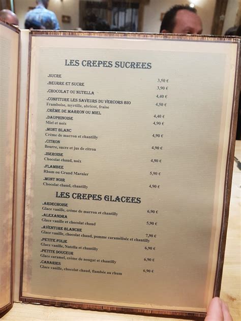 Menu Au La Bergerie Restaurant Villard De Lans Rue Jean Moulin