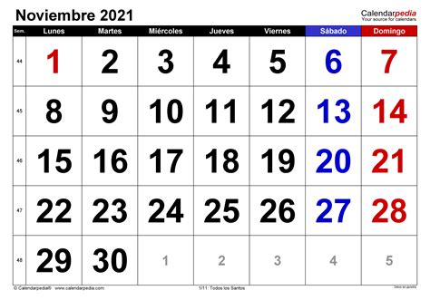 Calendario Noviembre 2021 Calendarpedia
