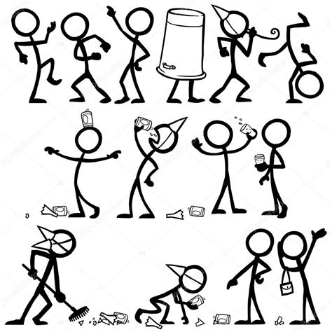 Stick Figures Partying Set Of Stick Figures Partying — Stock Vector