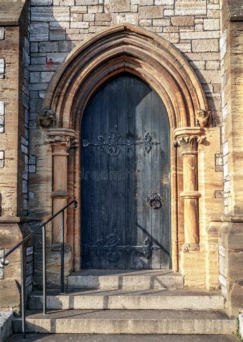 Close Up Of Traditional Gothic Medieval Wooden Entrance Door Way With