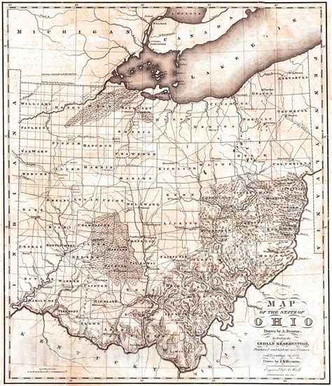 Historic Map 1820 Map Of The State Of Ohio Vintage Wall Art