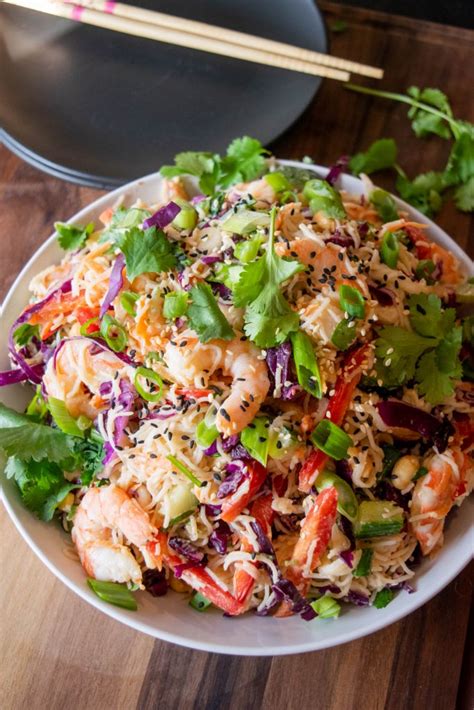 In general, shrimp provides a little sweetness and absorbs any flavors easily. Thai Shrimp Noodle Salad with Peanut Dressing - Jawns I Cooked