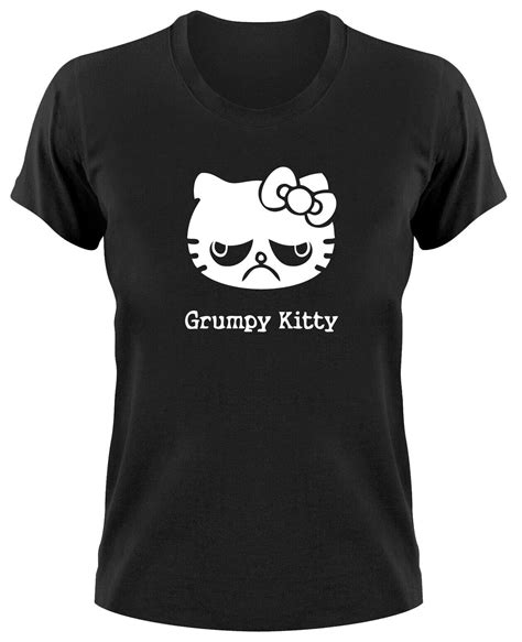 grumpy kitty girlie damen t shirt fun funny kitten hello cat no nope meme katze ebay