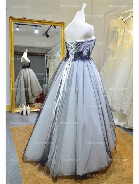 Fashion Black And White High Low Gothic Wedding Dress