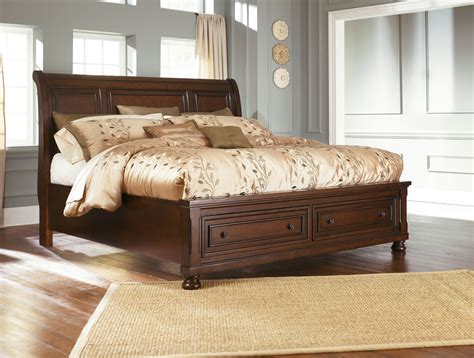 Ashley Furniture Porter Rustic Brown Queen Sleigh Bed With Storage Drawers EZ