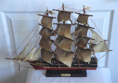 Wood Sailing Ship Model Cutty Sark Vintage Masted Rustic And Old Schooner Chandlery