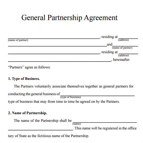 Free Printable Partnership Agreement Word Printable Templates
