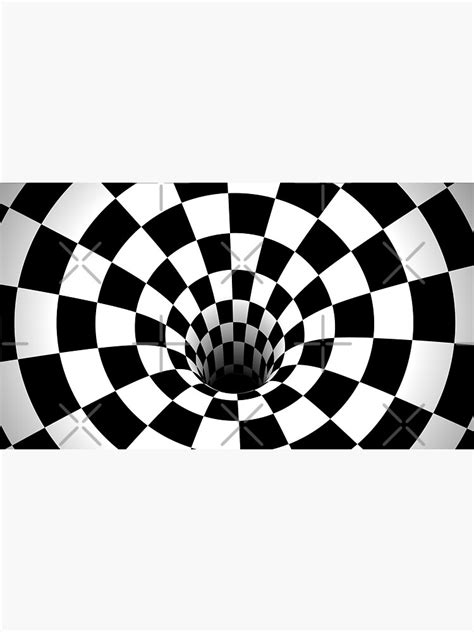 Optical Illusion Black Hole Checkerboard Blackwhite Sticker For