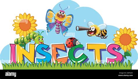 Word For Insects With Many Insects In Garden Stock Vector Image And Art