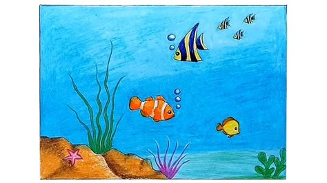 Ocean Easy Underwater Pencil Drawing Canvas Valley