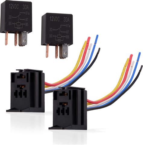 Ehdis 2 Pack Car Relay 12v 30 Apm 5 Pin Changeover Relay With Socket