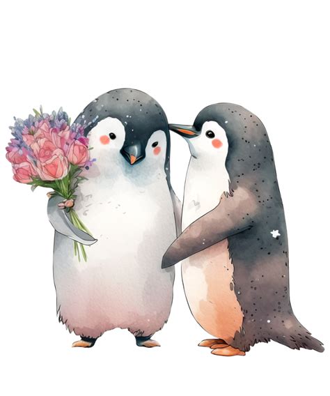 Free Two Cute Penguins In Love 22688233 Png With Transparent Background