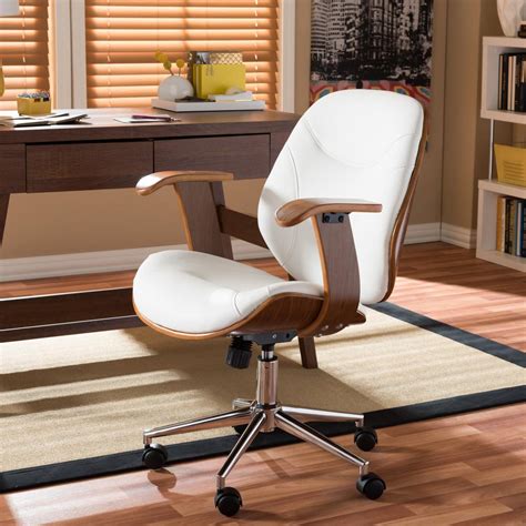 Baxton Studio Rathburn White Faux Leather Upholstered Office Chair