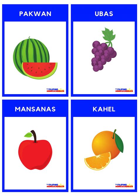 Free Filipino Flashcards Fruits Mga Prutas — The Filipino Homeschooler