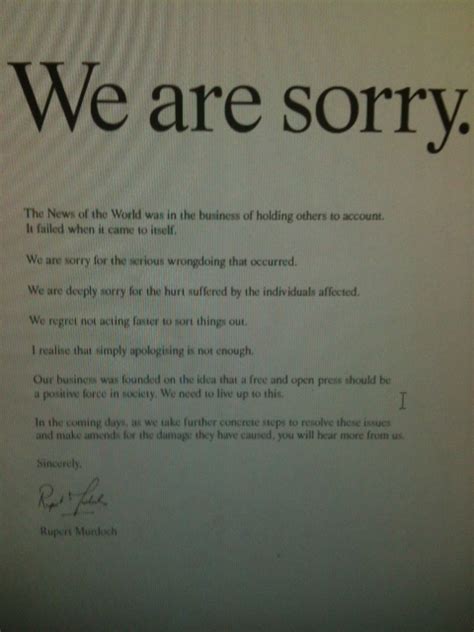 Rupert Murdochs Newspaper Ad Apology Editors Blog Uk