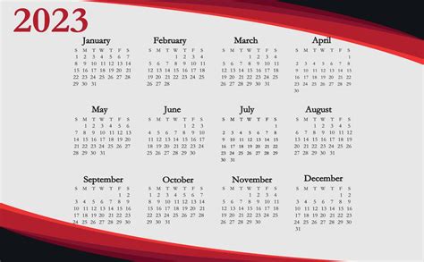 2023 Calendar For The Year With Months Weeks Days Weekends And