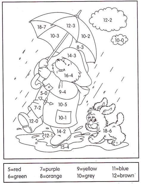 (very) young learners can practise basic reading skills while doing this worksheet. Subtraction Worksheets | Math coloring worksheets ...