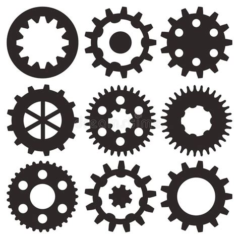 Vector Collection Of Gear Wheels Stock Vector Illustration Of Circle