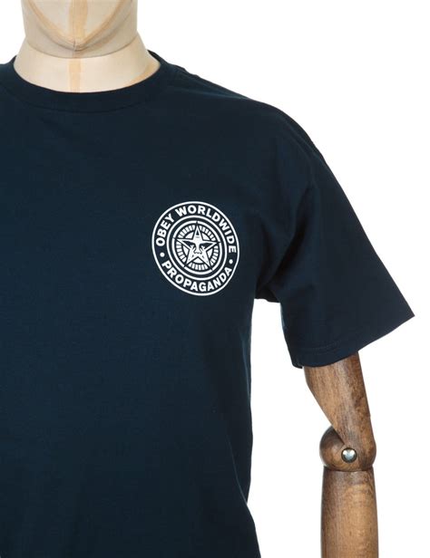 Obey Clothing Worldwide Seal T Shirt Navy Blue T Shirts From