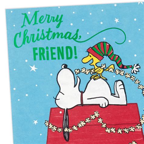 Peanuts Snoopy I Feel Happy Christmas Card For Friend Greeting Cards