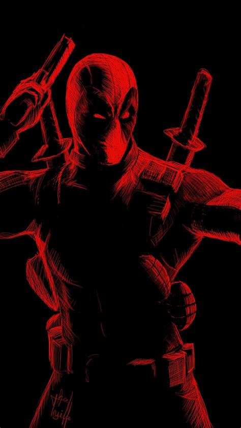 Free Download Red Line Arts Deadpool 1080x1920 Wallpaper Batman
